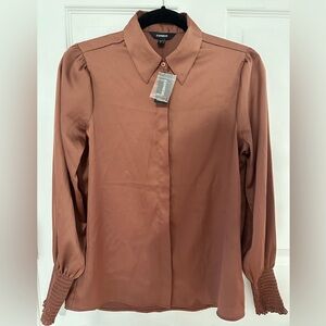 Terra Cotta Color Small Express Blouse with Smocked Cuffs